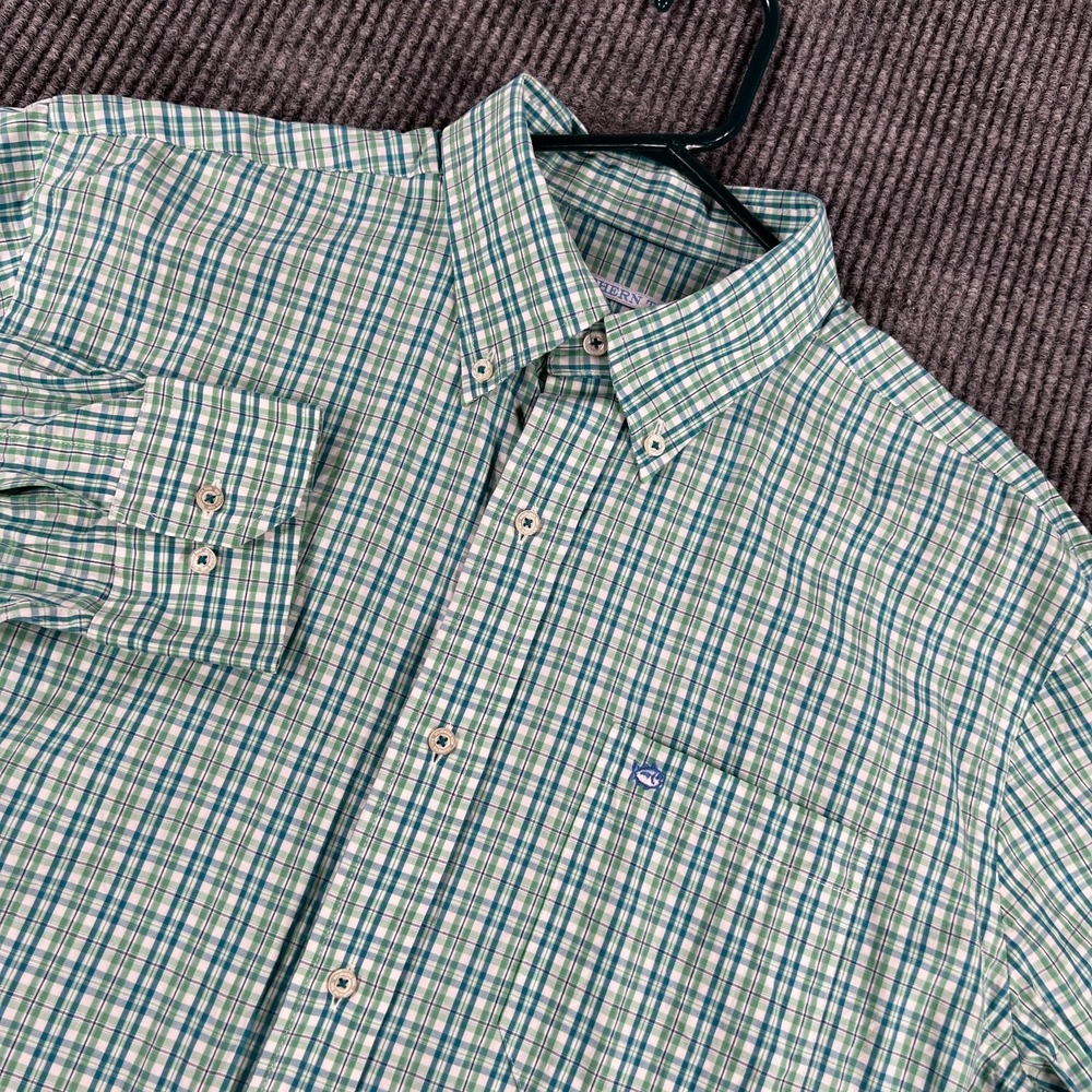 Southern Tide Shirt Mens Large Green Plaid Long Sleeve Button Down Casual